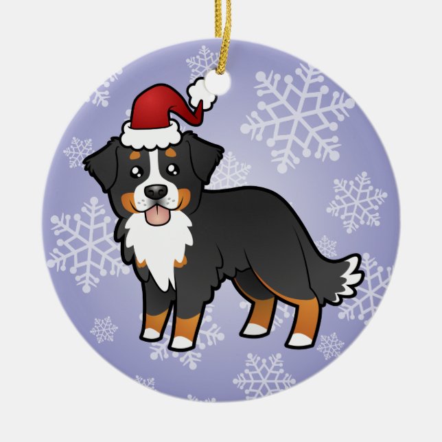 Adorno De Cerámica Perro de montaña de Bernese del navidad (Frente)