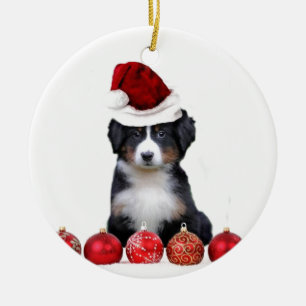 Adorno De Cerámica Perro de montaña de Bernese del navidad
