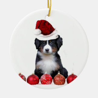 Adorno De Cerámica Perro de montaña de Bernese del navidad