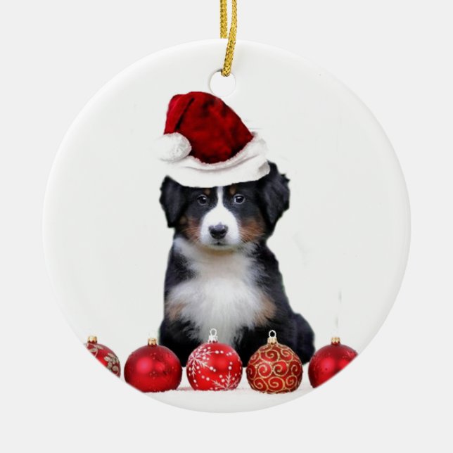 Adorno De Cerámica Perro de montaña de Bernese del navidad (Frente)