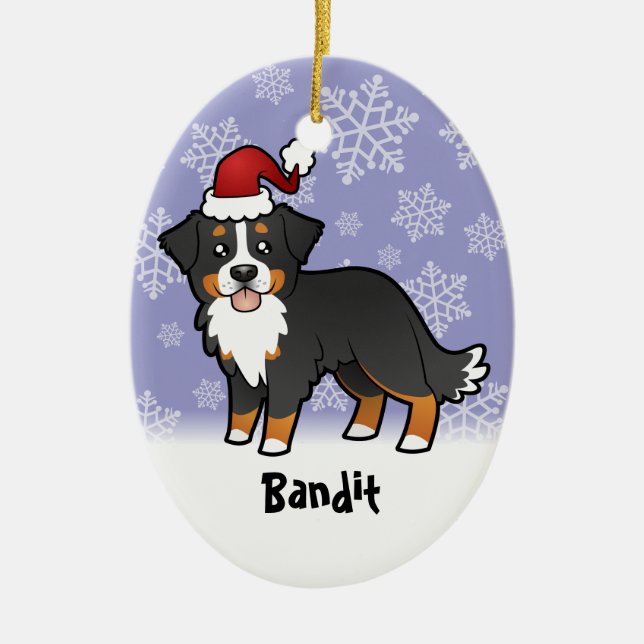 Adorno De Cerámica Perro de montaña de Bernese del navidad (Frente)
