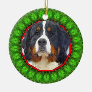 Adorno De Cerámica Perro de montaña de Bernese Howliday feliz