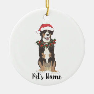 Adorno De Cerámica Perro de montaña Entlebucher Navidad