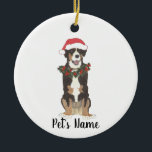 Adorno De Cerámica Perro de montaña Entlebucher personalizado<br><div class="desc">Haz la lista de este año con un adorno personalizado de tu pequeño perro de montaña entlebucher favorito elf! Para los regalos más dulces,  ¡emparejételos con una impresión de arte equivalente u otro artículo de mi colección!</div>