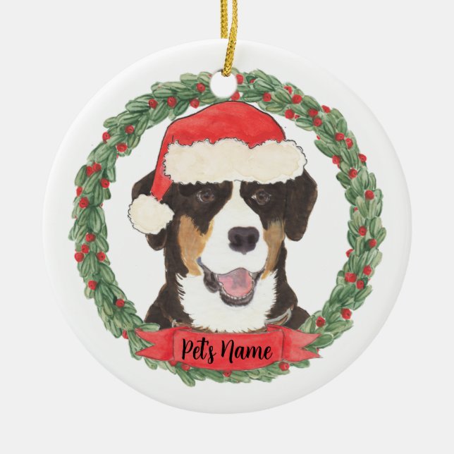 Adorno De Cerámica Perro de montaña Entlebucher personalizado (Frente)