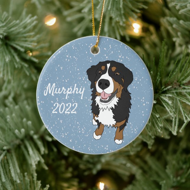 Adorno De Cerámica Perro de montaña personalizable Bernese (Árbol)