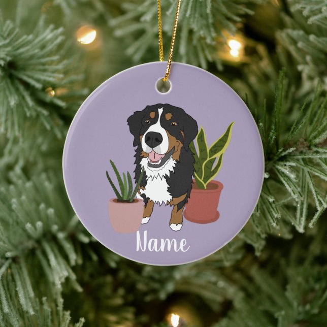 Adorno De Cerámica Perro de montaña personalizable Bernese (Árbol)