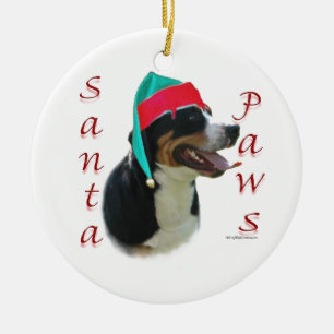 Adorno De Cerámica Perro de montaña suizo de mayor tamaño Santa Paws