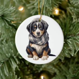 Adorno De Cerámica Perro de montaña suizo grande personalizado