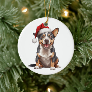 Adorno De Cerámica Perro de Navidad Personalizado Perro de Ganado Aus