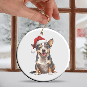 Adorno De Cerámica Perro de Navidad Personalizado Perro de Ganado Aus