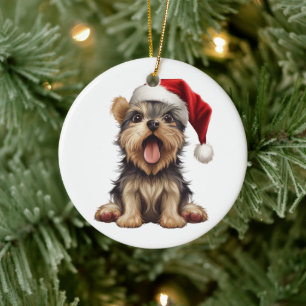 Adorno De Cerámica Perro de Navidad Yorkshire Terrier Divertido Perso