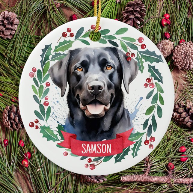 Adorno De Cerámica Perro de Navidades burdos personalizado del labrad (Subido por el creador)