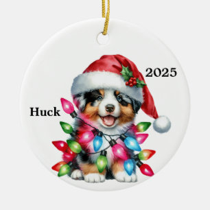 Adorno De Cerámica Perro de Navidades pastores australianos personali