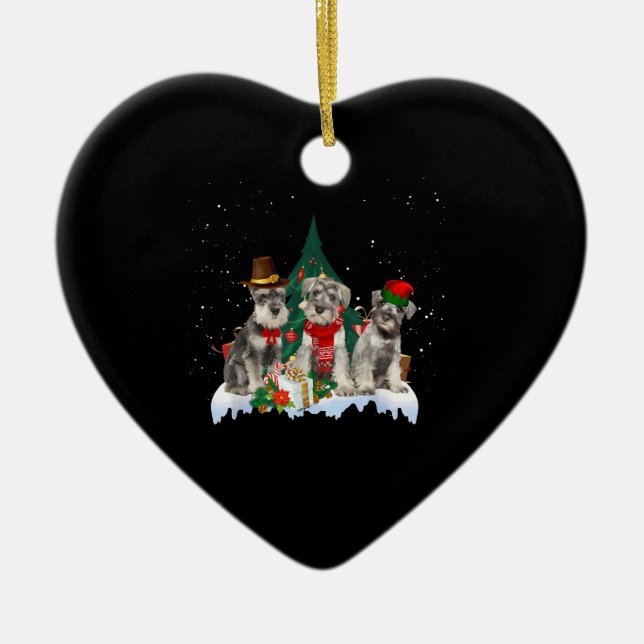 Adorno De Cerámica Perro de Navidades Schnauzer en miniatura (Frente)