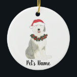 Adorno De Cerámica Perro de oveja inglés personalizado<br><div class="desc">Haz la lista de este año con un adorno personalizado de tu pequeño perro pastor favorito elf!</div>