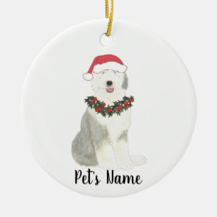 Adorno De Cerámica Perro de oveja inglés personalizado