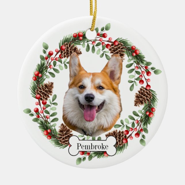 Adorno De Cerámica Perro de Pembroke Welsh Corgi (Frente)