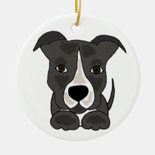 Adorno De Cerámica Perro de perrito gris lindo de Pitbull