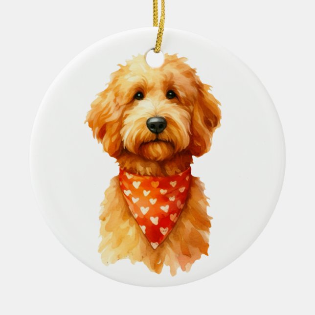 Adorno De Cerámica Perro de perro dorado (Frente)