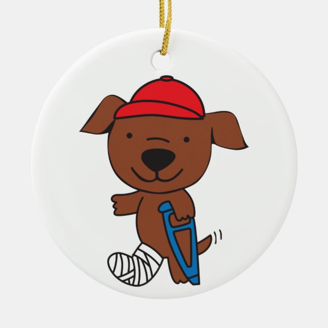 Adorno De Cerámica Perro de pierna rota (Frente)