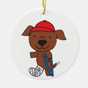 Adorno De Cerámica Perro de pierna roto