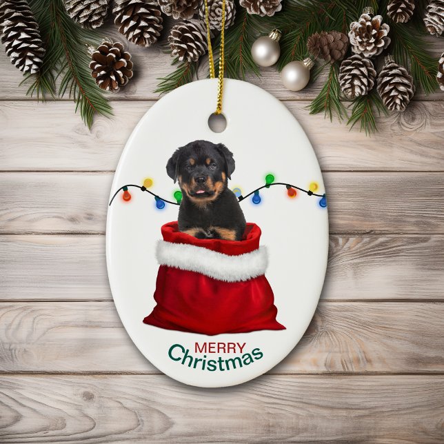 Adorno De Cerámica Perro de policía Rottweiler en bolsa de regalo de  (Subido por el creador)