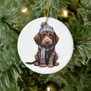 Adorno De Cerámica Perro de puntero con cable alemán personalizado