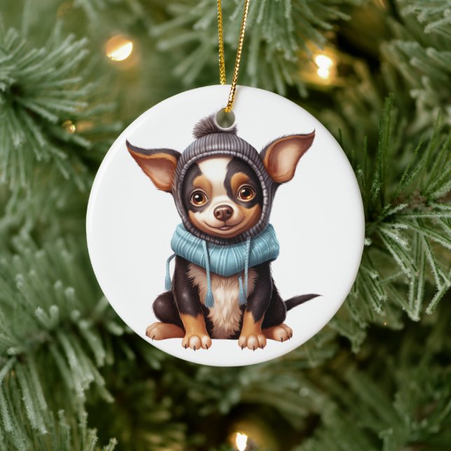Adorno De Cerámica Perro de Rat Terrier Personalizado (Árbol)