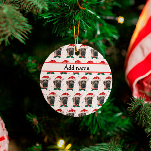 Adorno De Cerámica Perro de raza Mastín Inglés Navidad