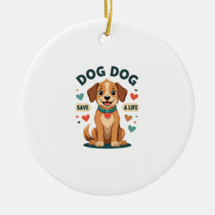 Adorno De Cerámica Perro De Rescate Lindo Vintage Salva Una Vida Cach