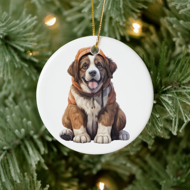 Adorno De Cerámica Perro de San Bernard Saint Bernard personalizado (Árbol)