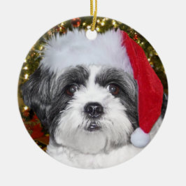 Adorno De Cerámica Perro de Shih Tzu del navidad