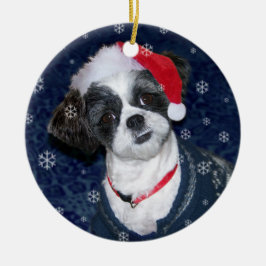 Adorno De Cerámica Perro de Shih Tzu del navidad