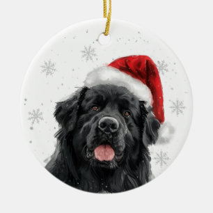 Adorno De Cerámica Perro de Terranova Personalizado de Navidad