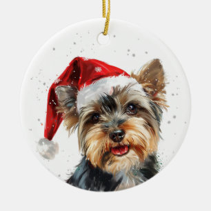 Adorno De Cerámica Perro de Yorkshire Navidad Personalizado