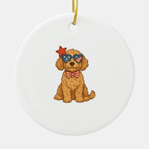Adorno De Cerámica Perro del 4 de Julio