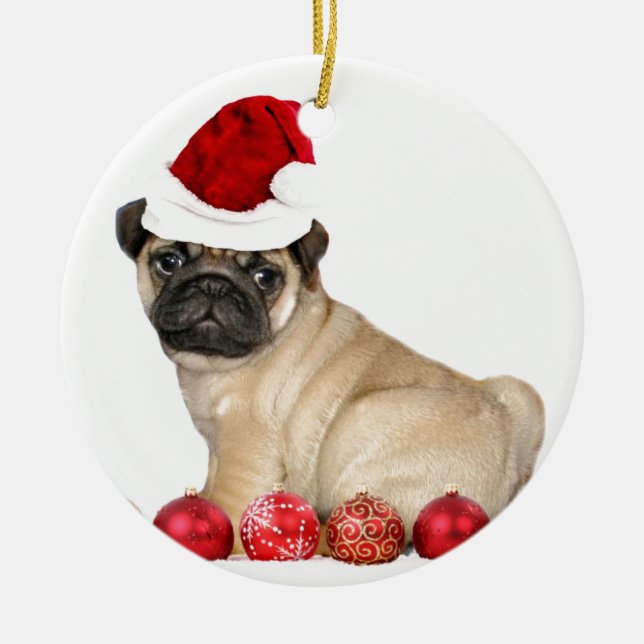 Adorno De Cerámica Perro del barro amasado del navidad (Frente)