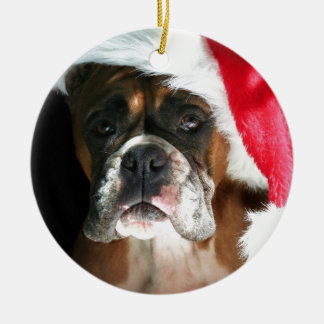 Adorno De Cerámica Perro del boxeador del navidad