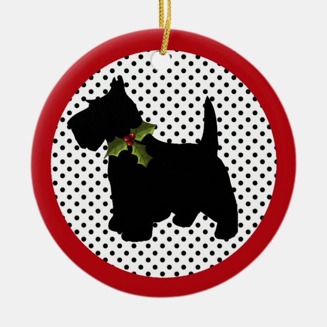 Adorno De Cerámica Perro del escocés del navidad de Terrier del (Frente)