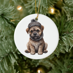 Adorno De Cerámica Perro del territorio fronterizo personalizado
