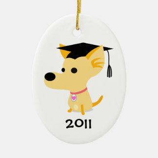 Adorno De Cerámica Perro divertido de la graduación