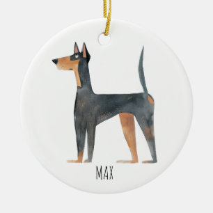 Adorno De Cerámica Perro Doberman