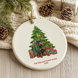 Adorno De Cerámica Perro Dobermann Navidad Personalizada