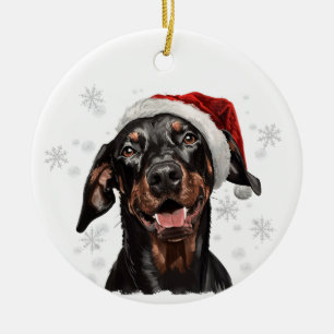 Adorno De Cerámica Perro Dobermann Navidad Personalizado