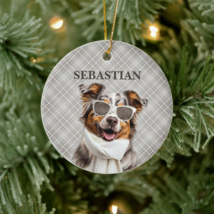 Adorno De Cerámica Perro elegante de pastor australiano y personaliza
