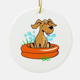 ADORNO DE CERÁMICA PERRO EN PISCINA