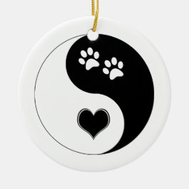 Adorno De Cerámica Perro Enamorado Yin Yang Corazón y pinturas
