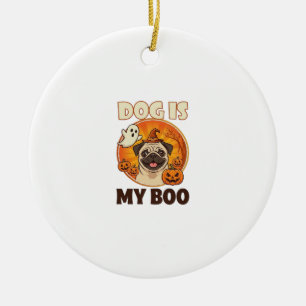 Adorno De Cerámica Perro Es Boo Pug Halloween Fantasma Calabaza
