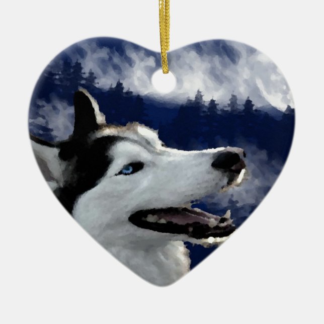 Adorno De Cerámica Perro esquimal de Alaska (Frente)